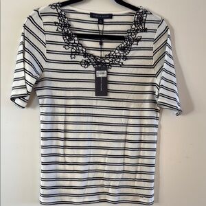 Tommy Hilfiger Women's Striped Black and White Top